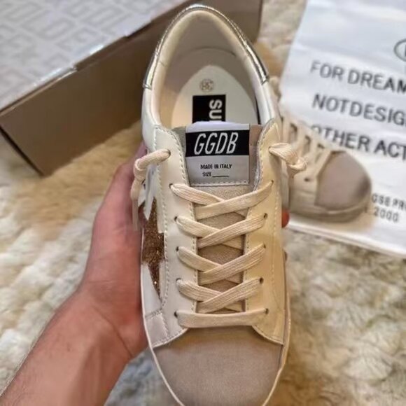 Golden Goose White and Silver Superstar Sneakers - Picture 3 of 8
